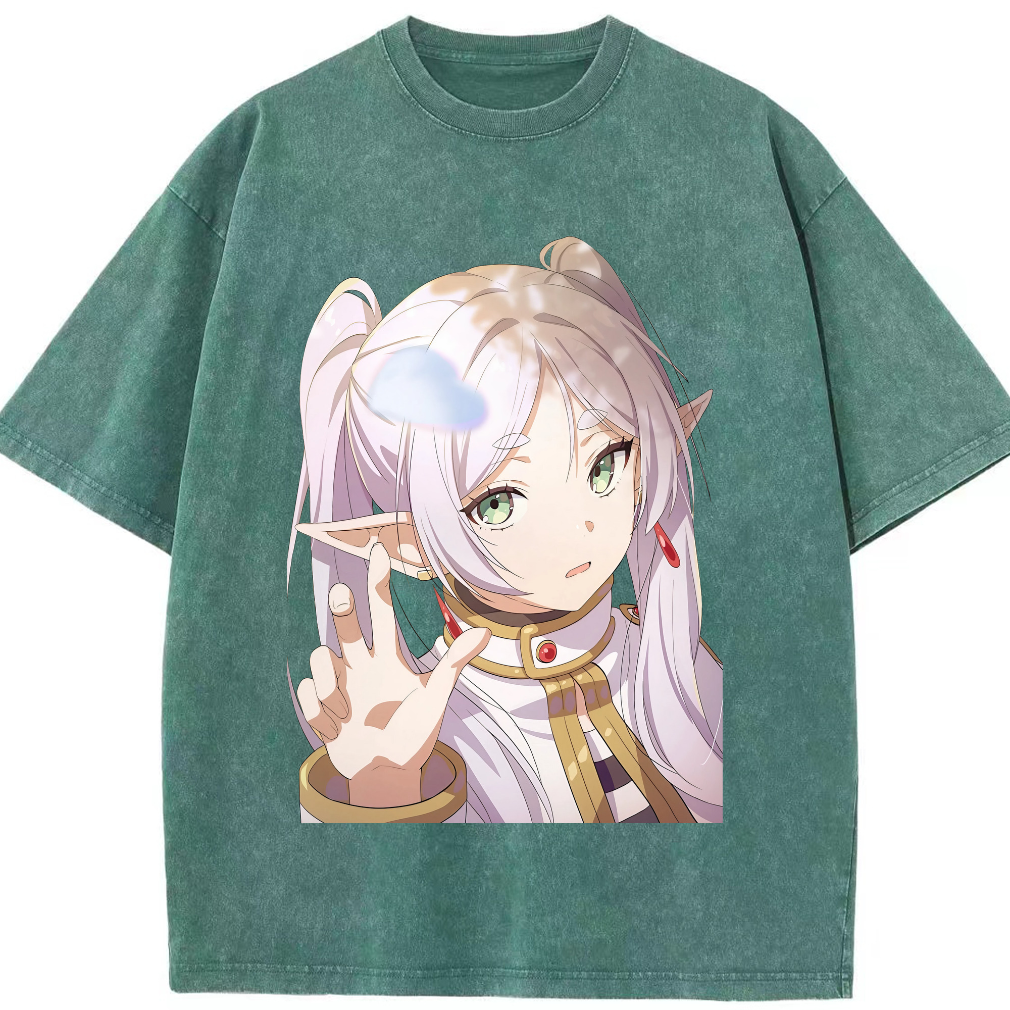 （画像用） 葬送のフリーレン Frieren 綿100% ヴィンテージ風 半袖Tシャツ（フロントプリント）